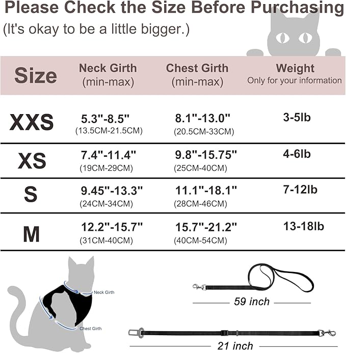 Cat Harness and Leash for Walking, Retractable Cat Harnesses and Leash Set Escape Proof, Breathable Soft Kitten Harness Small Large Cat Harness for Travel Training and Walking, Pink, M