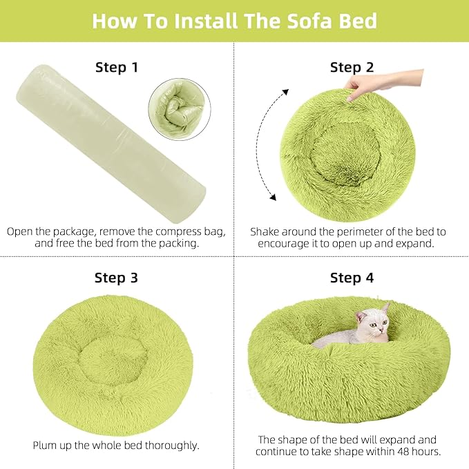 Nisrada Cat Beds for Indoor Cats,20 Inch Dog Bed for Small Melium Large Dogs, Washable-Round Pet Bed for Puppy and Kitten with Slip-Resistant Bottom