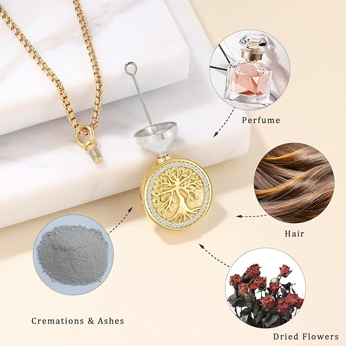 Aniu Cremation Jewelry for Ashes S925 Sterling Silver Urn Necklace Memorial Necklace for Human Ashes of Loved Ones Keepsake Pendant for Men Women