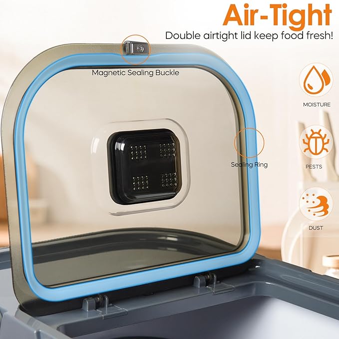 35lbs Dog Food Storage Container, Collapsible Dog Food Container, Wheels, Handle, Airtight Pet Food Storage Container, Scoop, 1L Small Dry Food Pail For Dog Cat Bird Food