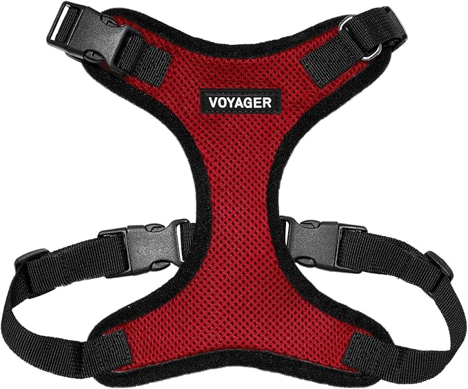 Voyager Step-in Lock Pet Harness - All Weather Mesh, Adjustable Step in Harness for Cats and Dogs by Best Pet Supplies - Red/Black Trim, XL