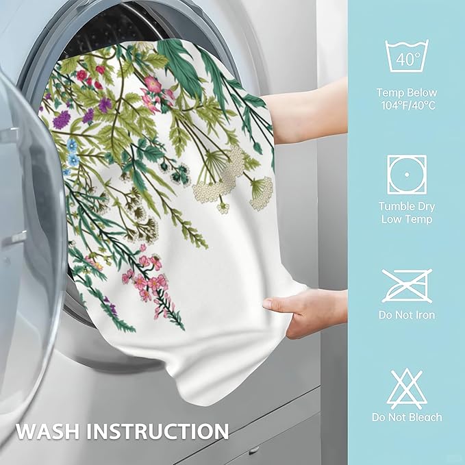 2 Pack Hand Towels for Bath,Herbs and Wild Flowers Decorative Towels Highly Absorbent Soft Towels for Bathroom Beach Kitchen Spa Gym Face Towel 14x28 Inch