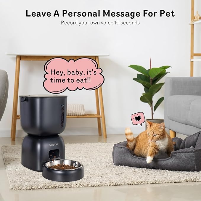 Automatic Pet Food Dispenser and Water Fountain Set - 3L Timed Feeder 1-4 Meals Portion Control for Cat & Small Dog | Auto Cat Feeder Freshness and Safety Dry Food with 10S Voice Record