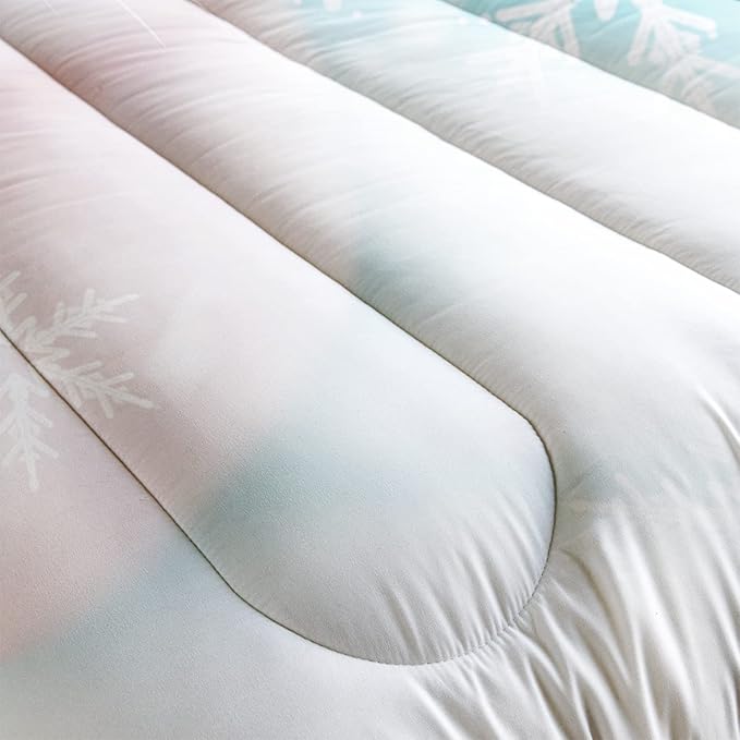 AILONEN Kawaii Cat Comforter Set Full Size, Snowflake Hairy Lovely Cat Bedding for Kids Girl and Toddler,Soft and Lightweight 3Pcs (1 Comforter + 2 Pillowcases) Blue