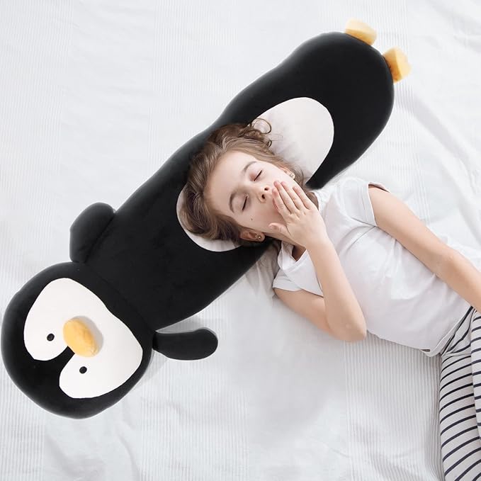 36” Long Penguins Plush Body Pillow, Cute Giant Black Penguin Stuffed Animals, Big Penguins Squishy Soft Plushies Toy, Gifts for Kids Girls and Boys, Birthdays Easter