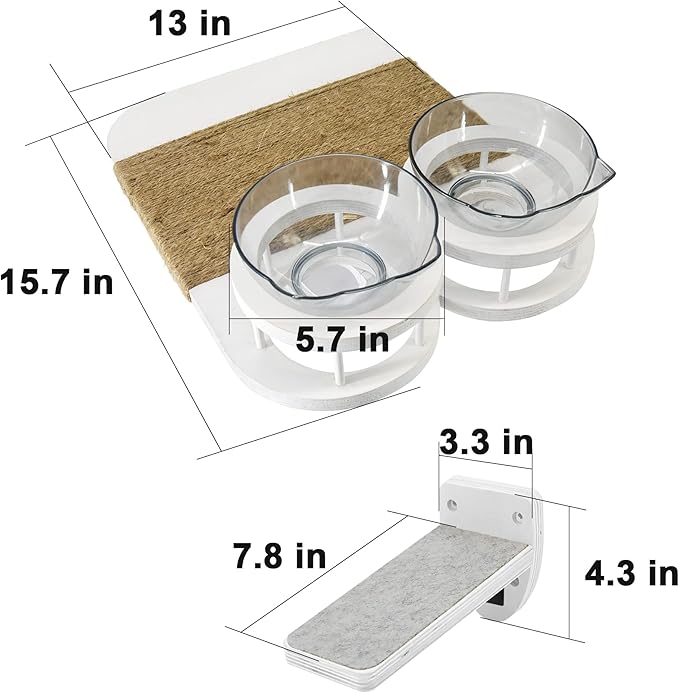 Cat Wall Shelves with 3 Steps, Cat Shelves and Perches for Wall, Cat Wall Furniture Set, Cat Climbing Shelves Cat Wall Shelf with 2 Cat Food Shelf and Plush Covered, Gift for Cat