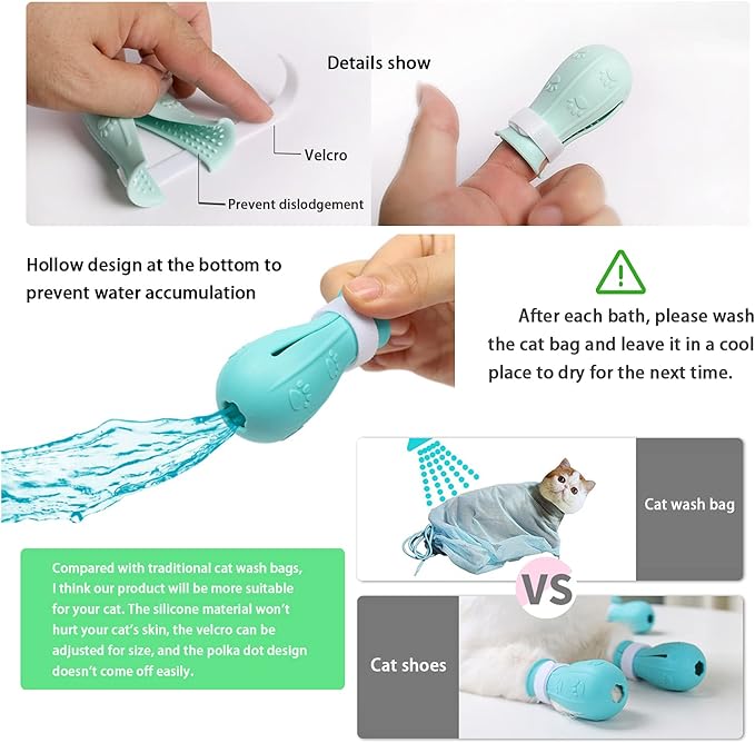 Adjustable Silicone Cat Scratch Proof Boots for Bathing and Grooming
