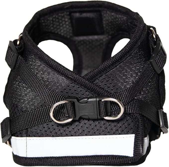 Travel Cat Harness and Leash Set - Adjustable Fit Mesh Cat Harness and Reflective Strap - Comfort Escape Proof Harness for Cats, Kitten for Outdoor Walking, Hiking (Medium, Black)