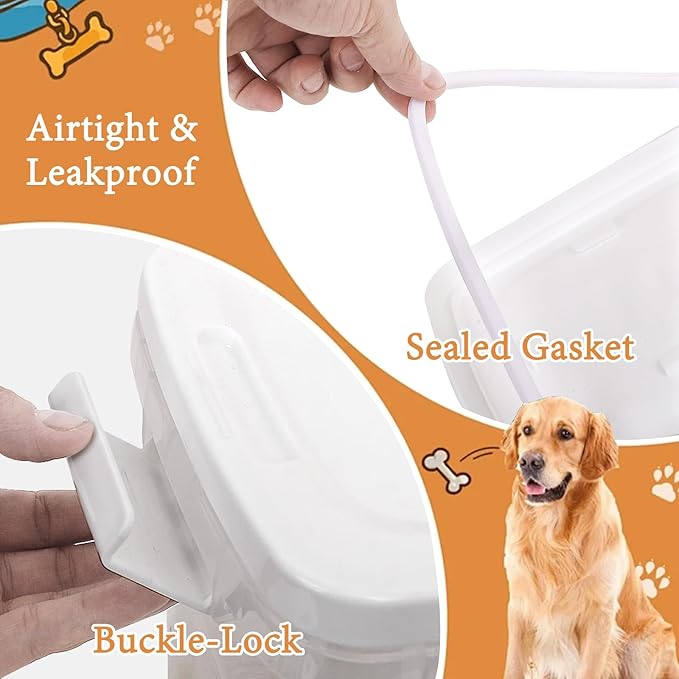 8 Lbs Dog Food Storage Container with Scoop - Airtight Cat Food Container - Buckle-Lock Pet Food Container for Dog, Cat, Bird Seed - Dog Treat Container Dry Food Storage Bin - Bright White