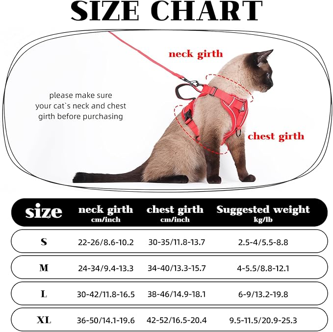 Cat Harness and Leash Set Escape Proof Adjustable Tactical Vest Breathable Kitten Harness with Handle for Walking Reflective Strips Jacket for Dark Night