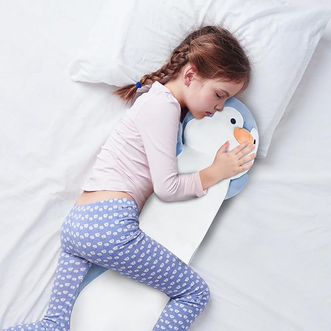 28 inch Penguin Stuffed Animal, Jumbo Long Soft Cuddle Pillow, Cute Blue Penguin Body Plushies Toy Gift for Kids, Boy and Girls Birthday