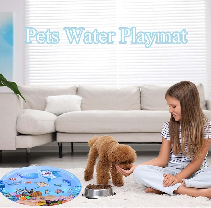 Sensor Water Playmat for Cats, Water Mat for Puppy Play, Sensory Water Mat for Cats, Durable Water Sensory Playmat for Pet Play, Water Sensor Mat, Water Sensory Pad Water Play, Medium(Round)