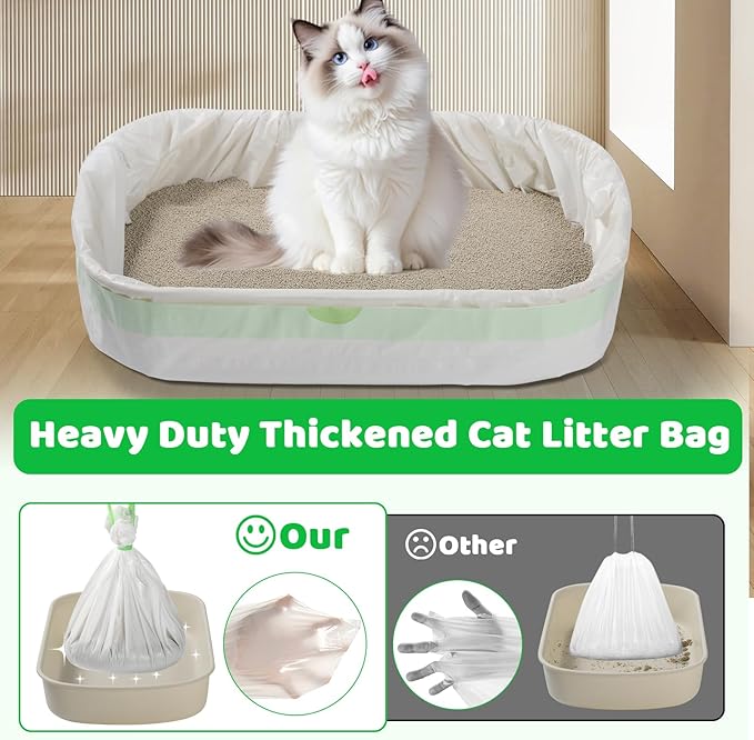 30 Litter Box Liners Jumbo 3MIL Thicken Cat Litter Bags Tear Resistant Litter Liners Heavy Duty Cat Pan Liners Extra Large Kitty Litter Box Bag Disposable Cat Supplies for Easy Cleanup 37" x 18"