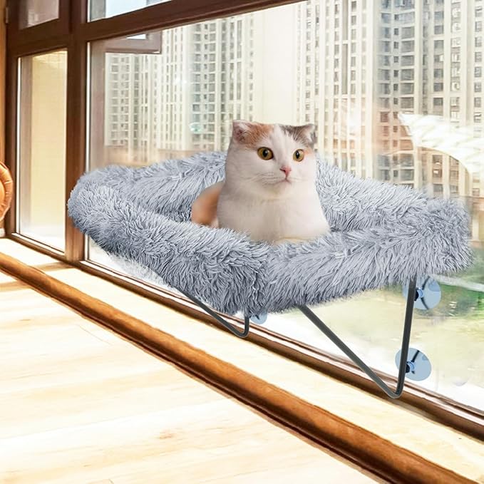 Cat Window Perch- 2 in 1 Cat Bed Window, Cat Window Hammock and Seat for Cats Inside, Cat Window Box for Indoor and Large Cats, Cat Window Shelf, Cat Ledge for Window Sill, Hamaca para Gatos.