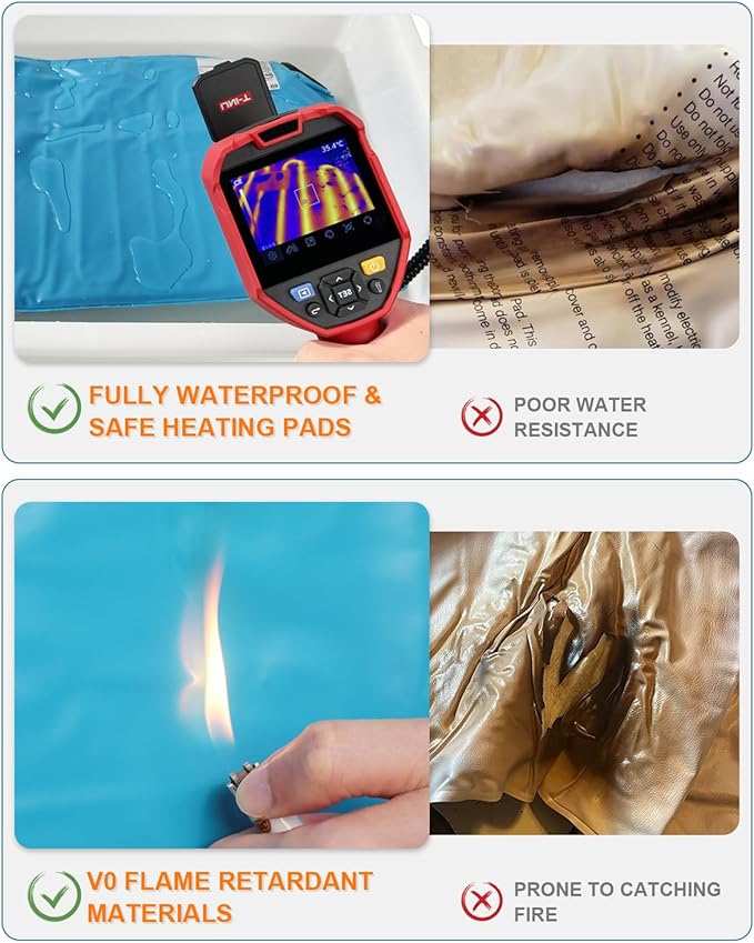 Outdoor Pet Heating Pad for Cat & Dog, Indoor Warming Heated Mat Pad, Adjustable Waterproof Heated Dog Cat Bed with 6 Temperature & 5 Timers Set Auto Off, Pet Heater Warmer Blanket