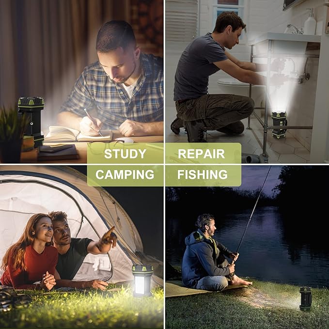 AlpsWolf Camping Lantern Rechargeable, LED Flashlight, 4800 Capacity Battery Powered, Portable Light, 4+4 Modes for Emergency, Outdoor, Power Outages, Fishing