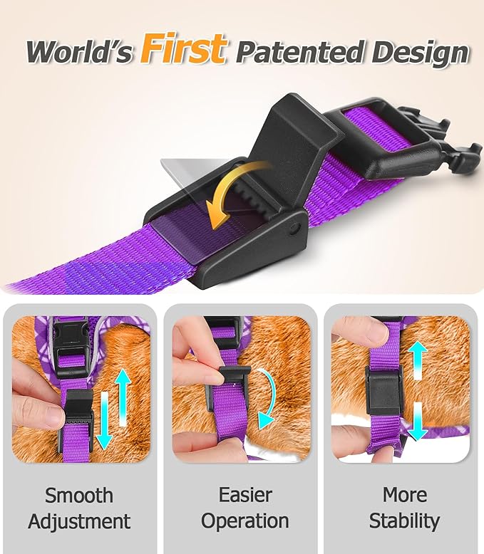 Halypet Cat Harness and Leash Set [H500 Pro Escape Proof Cat Harness for Walking, Adjustable Breathable Soft Travel Cat Leash, Reflective Strips Kitten Harness