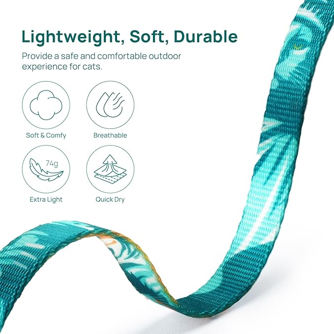 Cat Harness and Leash Set - Escape Proof Vest Harness for Cat, Comfortable Soft Lightweight, Easy Adjustable Cat Collar Harness for Small Medium Cats Safe Waking