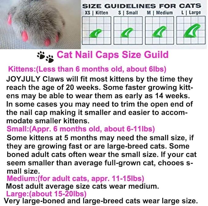100pcs Cat Nail Caps Kitten Caps Cat Caps Cat Nail Covers with 5pcs Adhesive Glue+5pcs Applicators+Instruction