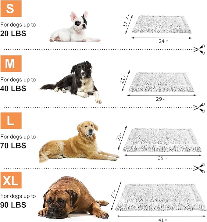 2 in 1 Dog Bed Crate Pad Mat Washable Reversible (Cool & Warm) Soft Fluffy Pet Kennel Beds for Large Medium Small Puppy Cat Sleeping Mattress Machine Wash Dog Cooling Mats (Grey, 29"*21"*1.5")