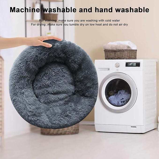 Nisrada Cat Beds for Indoor Cats,15.7 Inch Dog Bed for Small Melium Large Dogs, Washable-Round Pet Bed for Puppy and Kitten with Slip-Resistant Bottom