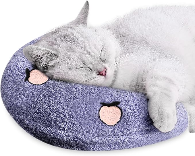ucho Cats Kitten Pillow Cat Nap Plush, Kitty Purr Soothing Plush Cat Toy,Soft Fluffy Warming Pillow, Pet Calming Toy for Joint Relief Sleeping Improve Purple