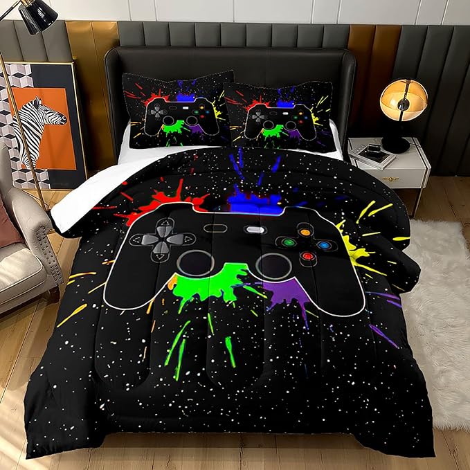 AILONEN Gamer Comforter Set for Teen Boys, Gaming Bedding Set with 1 Comforter and 2 Pillowcases