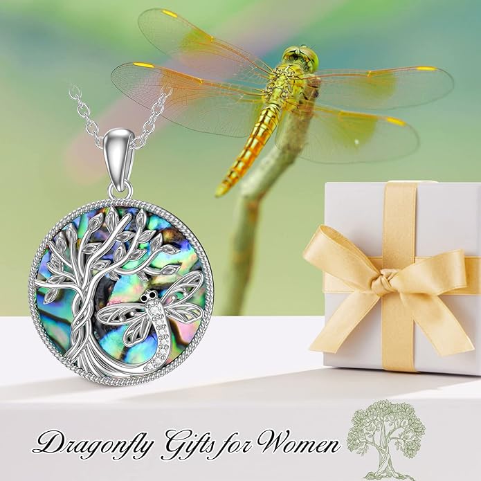 TOUPOP Tree of Life Animal Necklace 925 Sterling Silver Crystal/Abalone Shell Animal Pendant Jewelry Birthday Mothers Day Gifts for Women Mom Wife Her