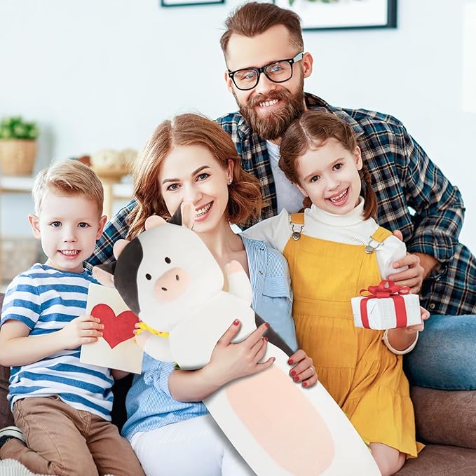 36 inch Milk Cow Stuffed Animal, Soft Long Cuddle Squishy Pillow, Cute Cow Print Body Pillow Plushies Toy Gift for Kids, Boys Birthday