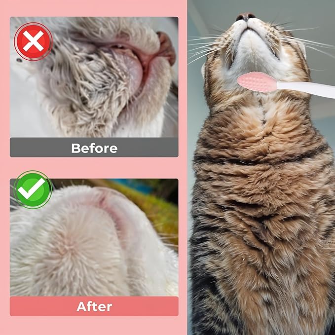 6Pcs Cat Acne Chin Treatment, Black Seed Brush Soft Silicone Cat Grooming Scraper Brush, for Cats Chin Acne & Blackhead Exfoliation, Double-sided Cat Brush