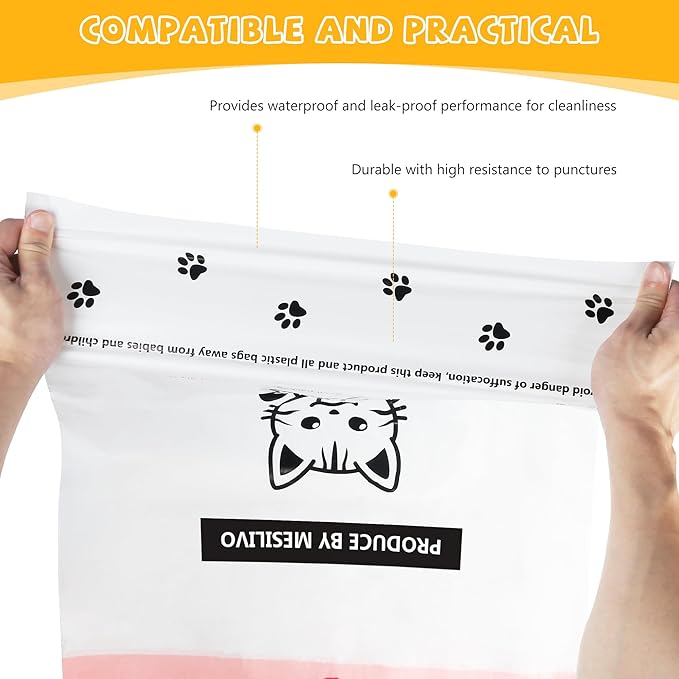 80 Counts Cat Litter box Bags for Automatic Cat Litter Box Self Cleaning, 24 x 29 Inches Extra Thick Cat Liner Bags Compatible with Litter Box Robot 4 and 3(White-Red)