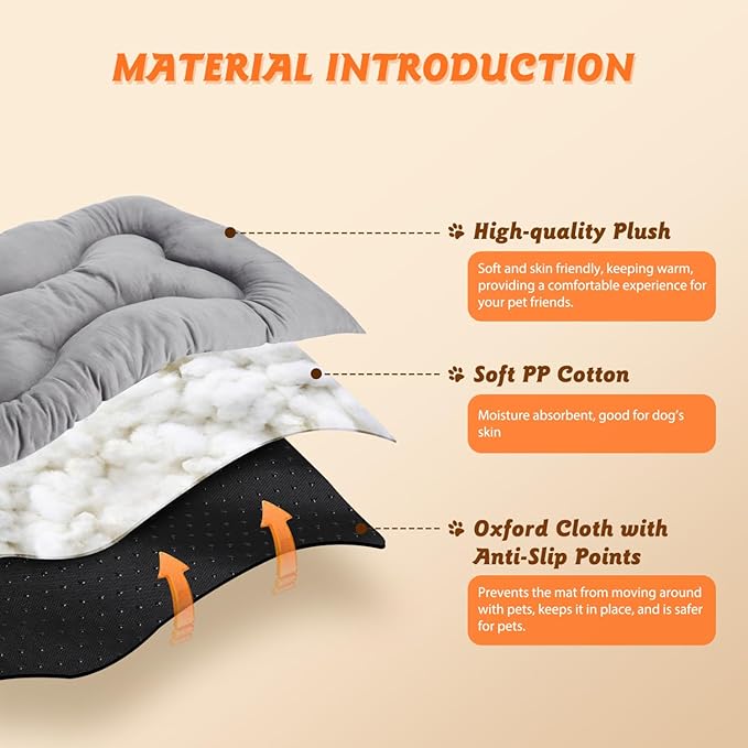 Nobleza Warm Dog Sleep Bed Mat for Cold, Winter Self-Heating Beds Pet Cat Crate Pad Fluffy Comfy Kennel Anti-Slip for Small Medium Dog Kitten, Lightweight Sleeping Dog Travel Mat for Outdoor Indoor