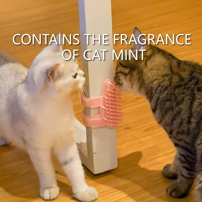 ABCOOL Cat Pet Self Grooming Comb Brush - Multi Functional Catnip Flavor Corner Massage Glove Tool for Kitten Puppy Relaxing, Extra Soft Silicone Pins Handy Hair Shedding Trimming