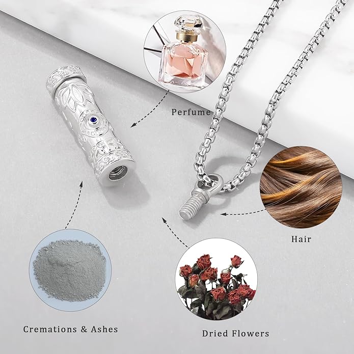 Aniu Cremation Jewelry for Ashes S925 Sterling Silver Urn Necklace Memorial Necklace for Human Ashes of Loved Ones Keepsake Pendant for Men Women
