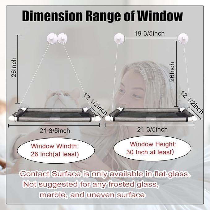 ZALALOVA Cat Window Perch, Cat Window Seat Large Sturdy Cat Bed Fleece Blanket 2024 Latest Screw Suction Cups Cat Resting with Blanket(Grey)