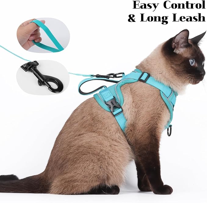 Cat Harness and Leash Set Escape Proof Adjustable Tactical Vest Breathable Kitten Harness with Handle for Walking Reflective Strips Jacket for Dark Night
