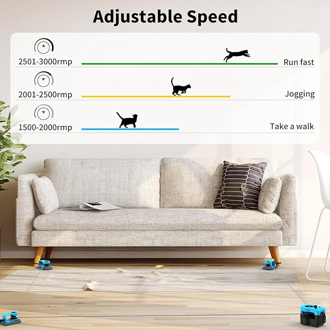 AsFrost Upgraded Interactive Cat Toy for Indoor Cats, Cat Feather Toy Treadmill for Bored Kitten Puppy Play Chase Run Exercise Mental Stimulation, Auto/Manual Control DIY Mouse Hunting Toy-Sky Blue