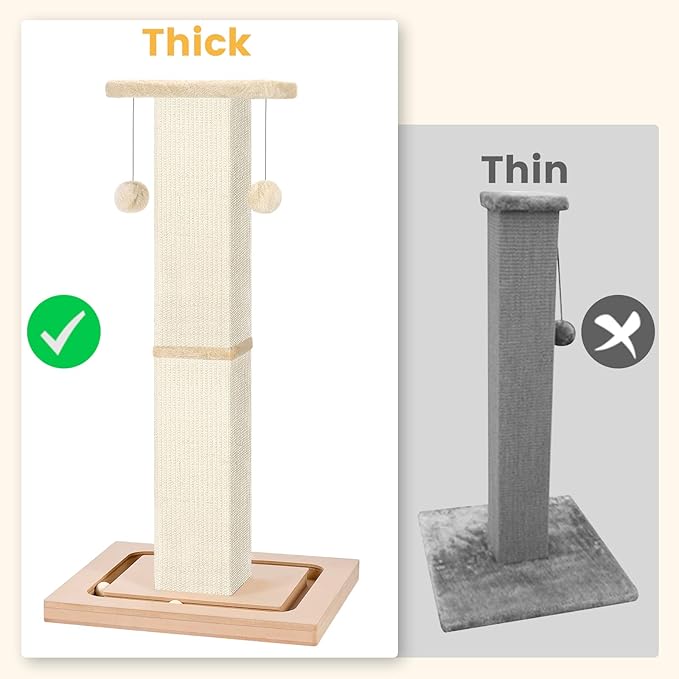 33" Tall Cat Scratching Post, Heavy Duty Cat Scratching Post with Ball Track and Hanging Ball, Scratcher for Indoor Cats and Adult