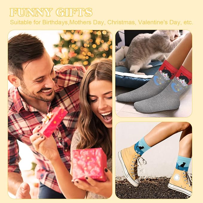 AGRIMONY Women's Cat Socks Cute Animal Socks Dog Valentines Easter Fun Gifts for Women