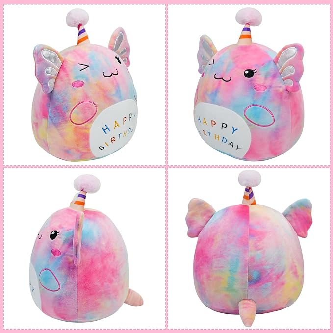 Axolotl Plush Toy 12 Inch Cute Unicorn Axolotl Birthday Stuffed Animal Soft Axolotl Plushies Pillow Multicolor Doll Gifts for Kid Toddlers Home Room Decoration (Axolotl Plush)