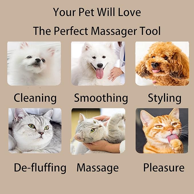 2 Packs Pet Self Groomer and Massage Combs, Cat Wall Scratcher with Catnip, Grooming Brushes for Long & Short Fur Cats, Dogs, and Kittens