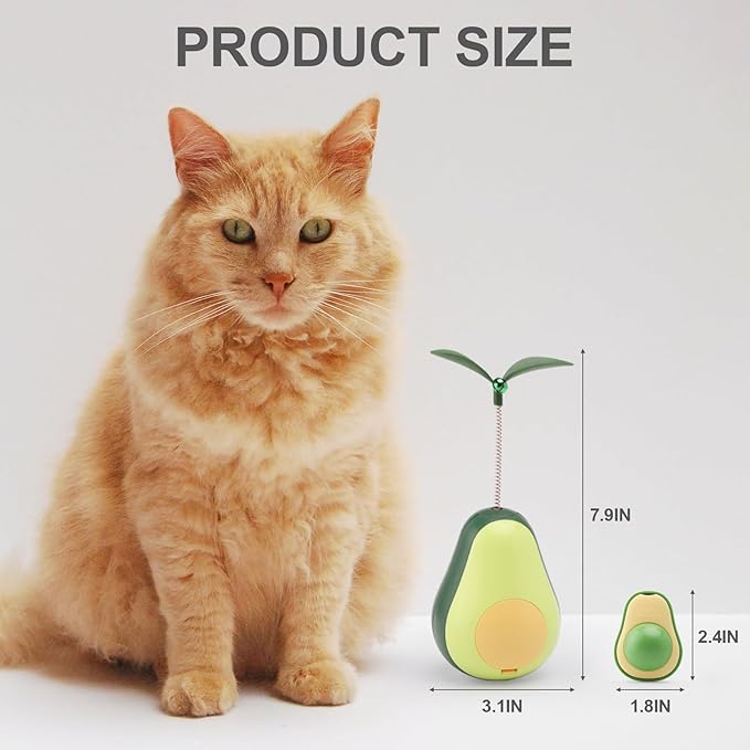 3-in-1 Cat Catnip Toys-Interactive Cat Toys for Indoor Cats, Catnip Toys for Cats with Feather Cat Toy Wand & Cat Treat Dispenser, Tumbler Avocado Cat Puzzle Feeder