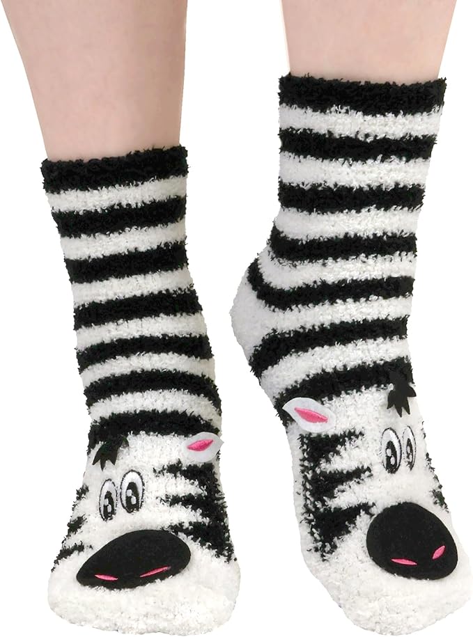 BambooMN Super Soft Warm Cute Women's Animal Non-Slip Fuzzy Fluffy Crew Winter Home Socks