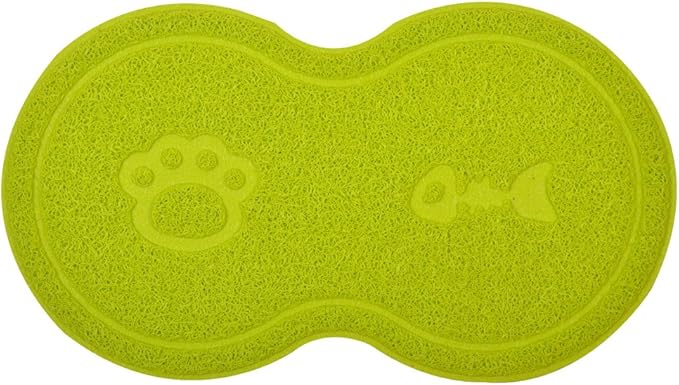 8-Shaped Small Cat Litter Box Debris Catcher Mat,18x10 Inches (Green)