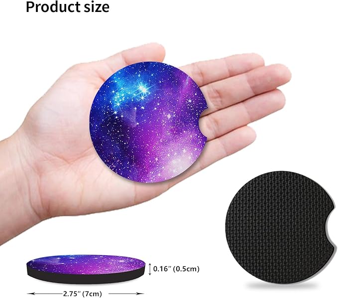 2pcs Car Coasters Absorbent Car Cup Holder Coasters,Nebula Pattern Car Coasters for Cup Holders, Cup Holder Accessories for Women & Men, Absorbent Drinks Coaster Mat