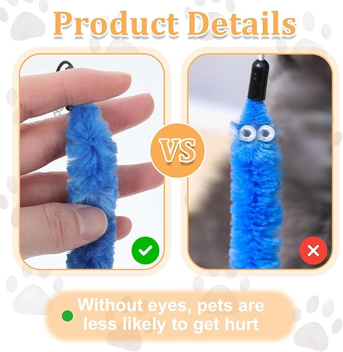10 Packs Cat Worm Toy Refills Cat Wand Replacement Worms Interactive Cat Wand Replacement Cat Toys Interactivefor Teaser Play and Chase Exercise with Kitten(Multi Colored)