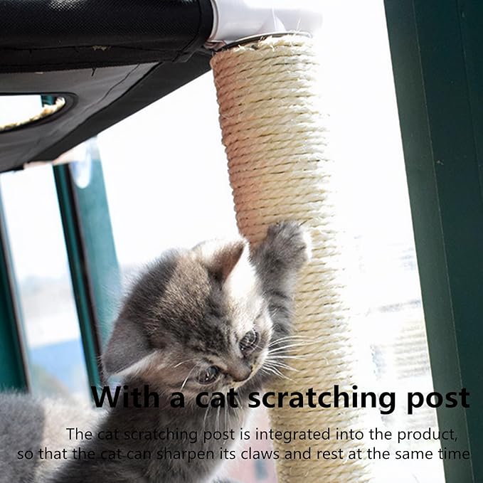 EWES Cat Window Perch Double-Deck with Scratching Post,Cat Window Hammock for Large Cats，Cat Soft Wall Shelves Seat Cat Bed