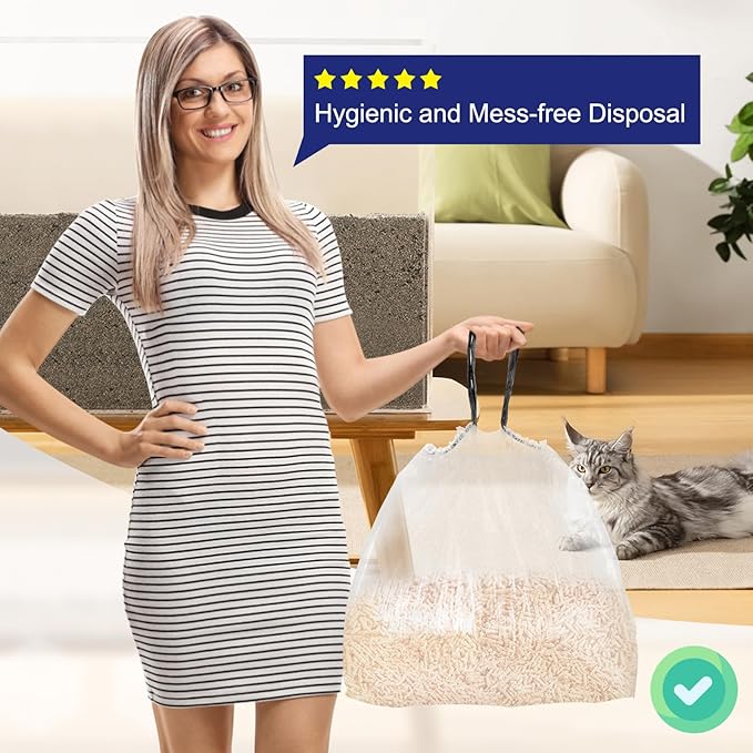 120 Pack Litter Box Robot 3 and 4 Waste Bags, 2.5 Mils Extra Thick Litter Box Liner, Box Drawstrings Closure Waste Bags for Self-Cleaning Litter Box