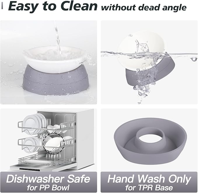 3Pcs Cat Bowls Elevated Cat Food Bowl Adjustable Cat Dish Anti-Slip and Anti-Noise Raised Cat Bowl Protecting Pet’s Spine Thickened Plastic Bowl Suitable for Indoor Cats, 17 Oz,