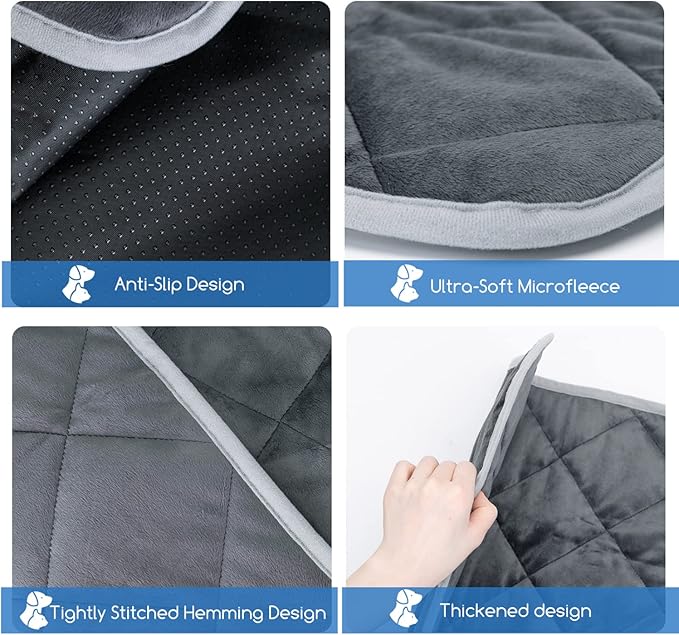 Nobleza Self Warming Pet Pad, Extra Warm Thermal Dog Crate Pad for Indoor Outdoor Pets, Washable Anti-Slip Kennel Mat for Medium Small Dogs and Cats, 28" × 19" Grey